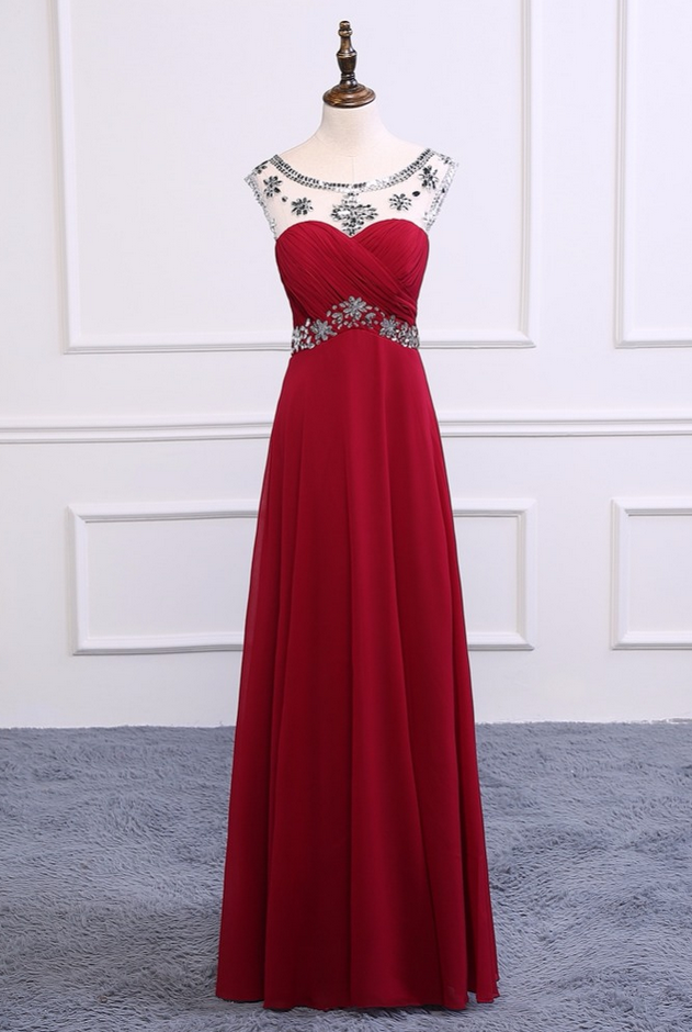 Evening Dresses Pleat Beading Floor-length Special Occasion Dresses Elegant In Stock Evening Gown