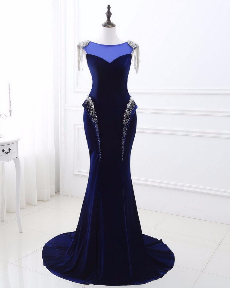 Mermaid Evening Dresses Beading Lace-up Back Prom Gown Robe De Soiree Formal Special Occasion Gowns