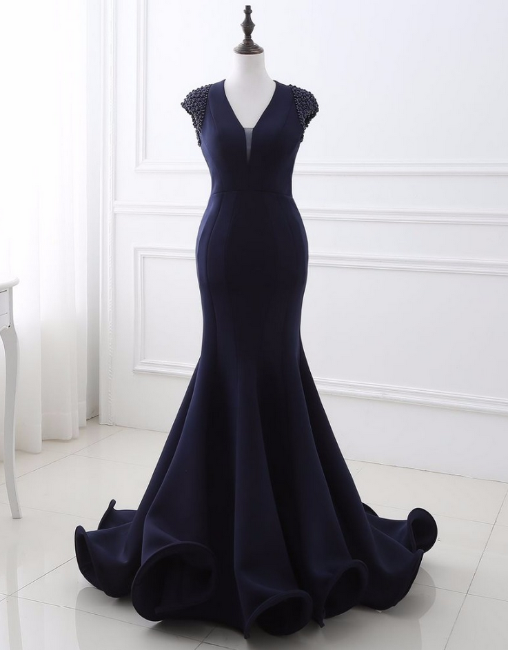 Mermaid Evening Dresses Beading Bare Back Style Prom Gown Robe De Soiree Formal Special Occasion Gowns