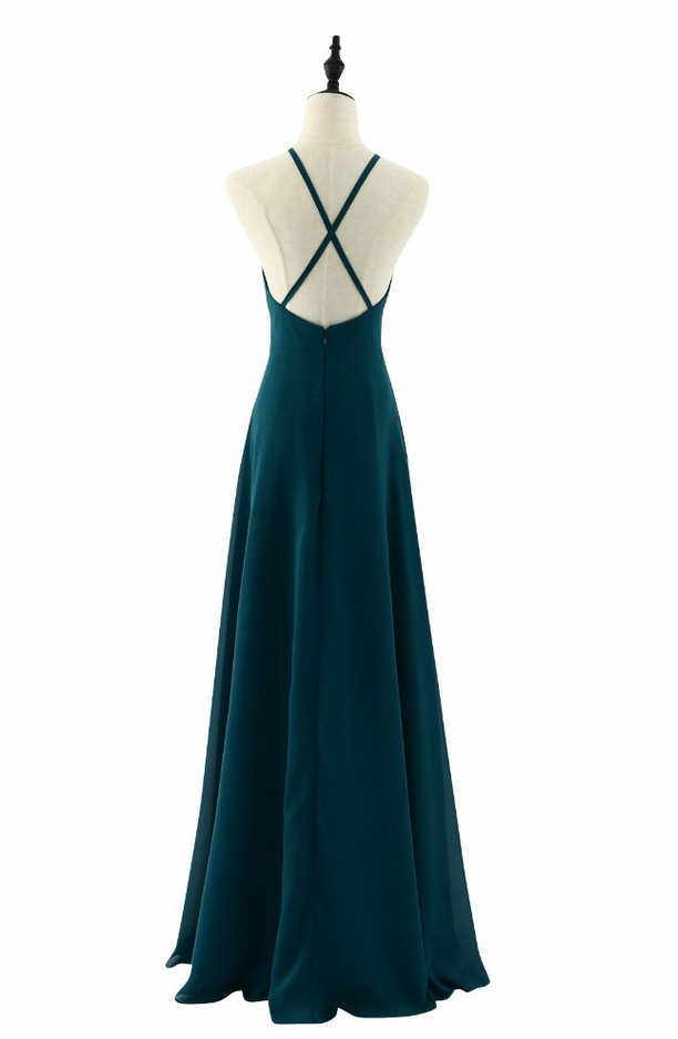 Prom Dress Long Chiffon Dark Green Halter Prom Dresses Prom Dress on Luulla