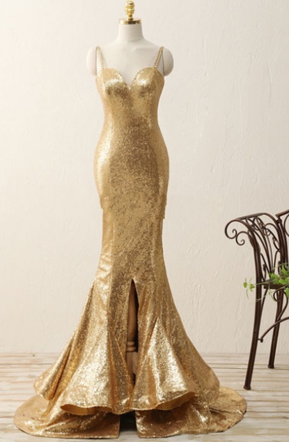 Luxury Long Mermaid Evening Dresses Women Tiered Gold Zipper Robe De Soiree Court Train Bridal Party Dress