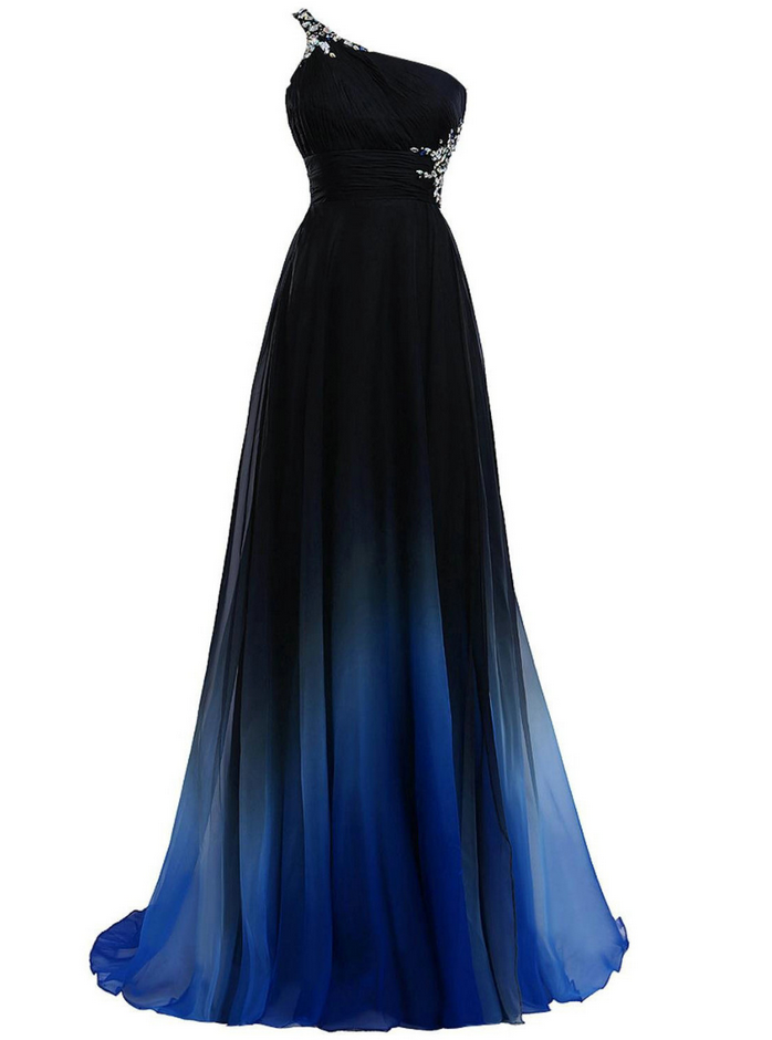 Sexy Formal Evening Homecoming Dresses One Shoulder Chiffon Prom Gowns Long Prom Dress