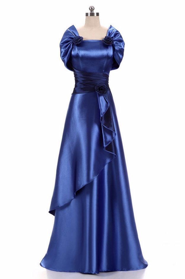 Satin Gold Royal Blue Evening Dresses Long Plus Size Elegant Formal Party Gowns For Women Mother Of Bride With Jacket