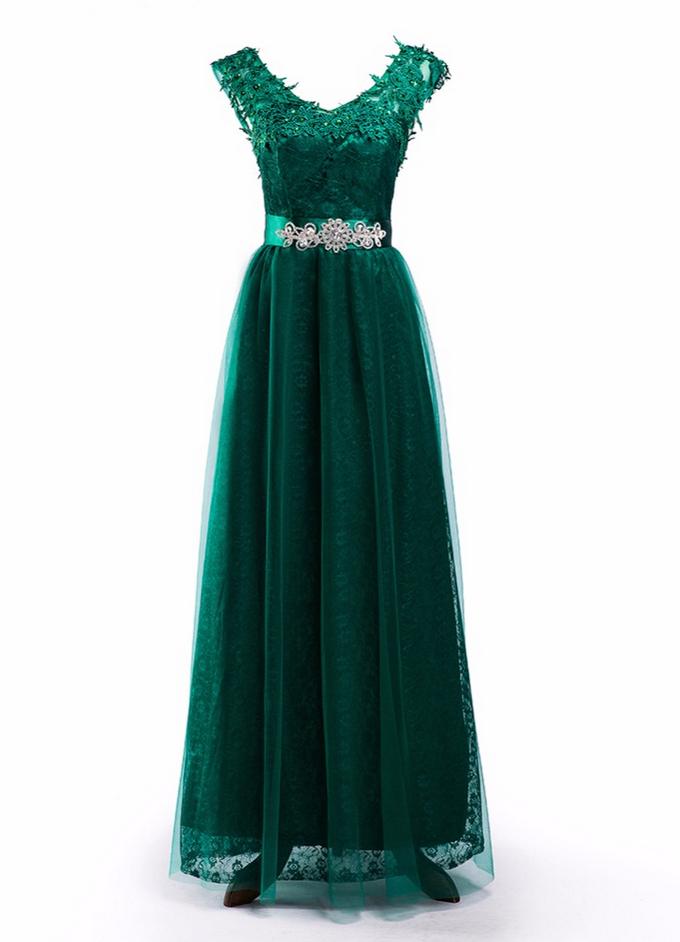 Long Turqoise Emerald Green A Line Crystal Formal Elegant Evening Dresses Robe De Soiree Party