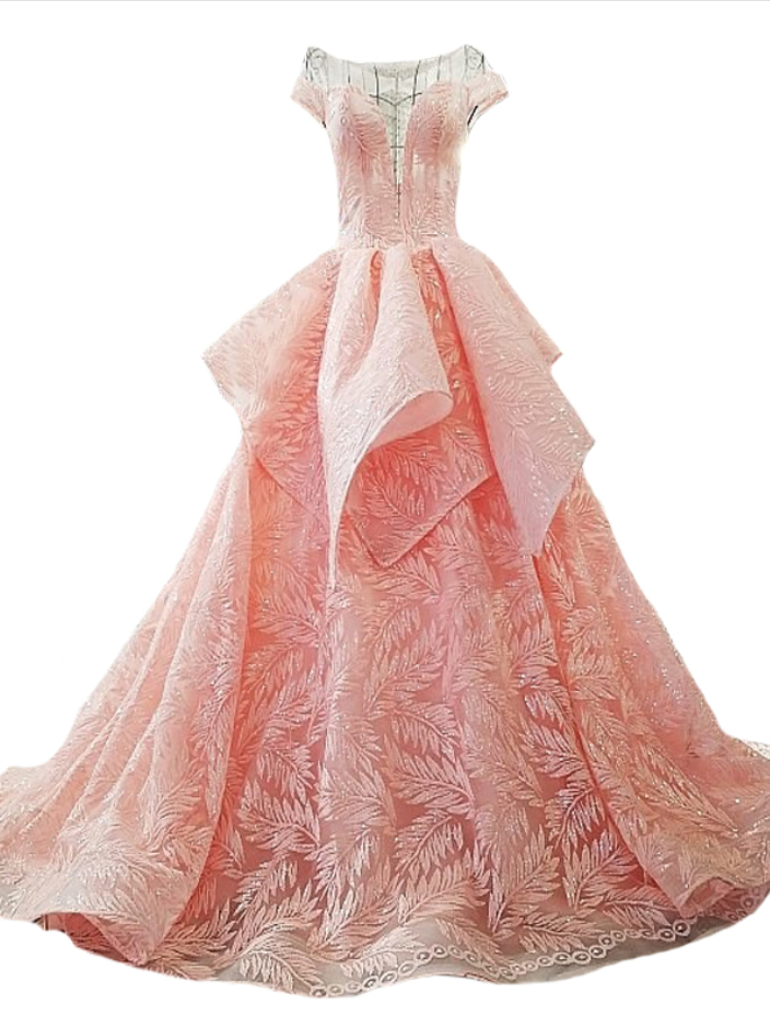 Luxury Pink Evening Dress High-end Lace Embroidery With Sequined Long Party Formal Gown Custom Robe De Soiree
