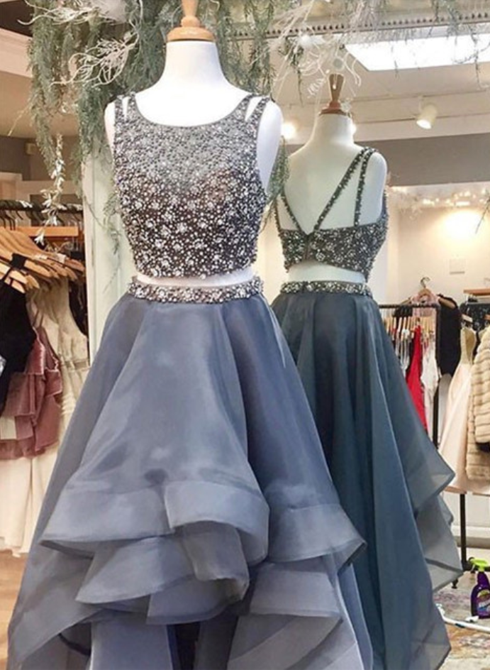Silver Prom Dress,crystal Beaded Party Dress,ruffles Prom Dress,prom Dresses Ball Gowns Prom Dress