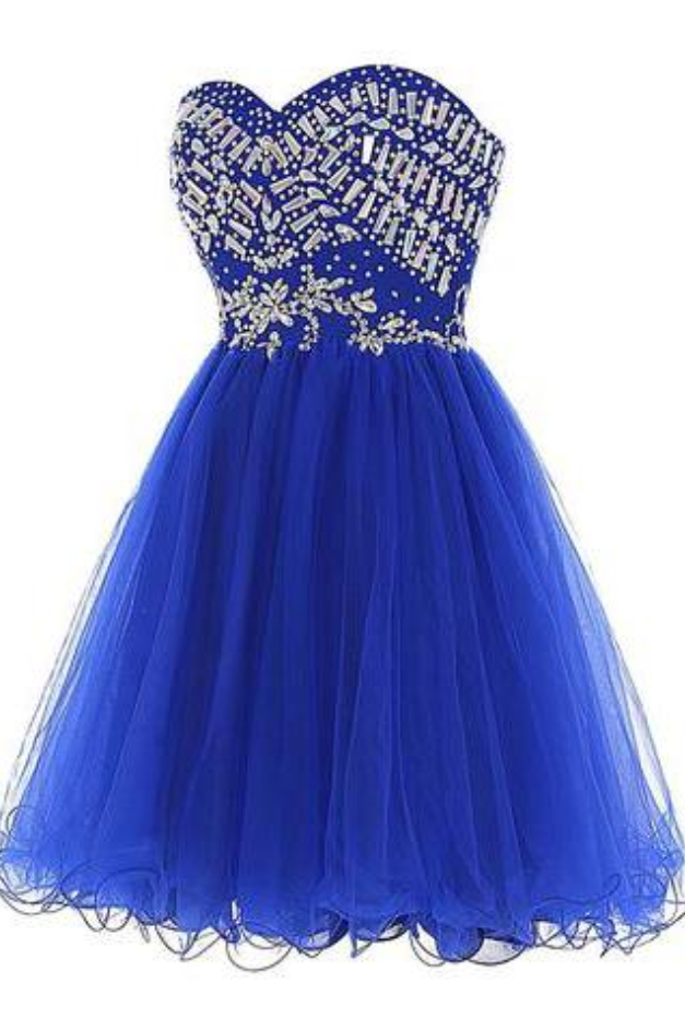 Blue Sweetheart Cute A-line Tulle Beading Short Mini Homecoming Dresses on  Luulla