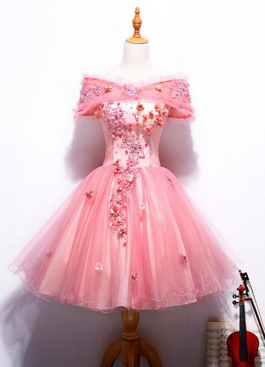 Short Homecoming Dress, Tulle Homecoming Dress, Open -Back Homecoming Dress, Applique Junior School Dress, High Quality Graduation Dress, Beading Homecoming Dress, LB0580