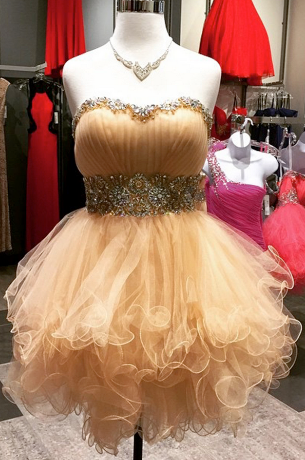 Prom Dress,prom Gown,cute Prom Dress,tulle Ruffles Beaded Prom Dress,prom Party Dress