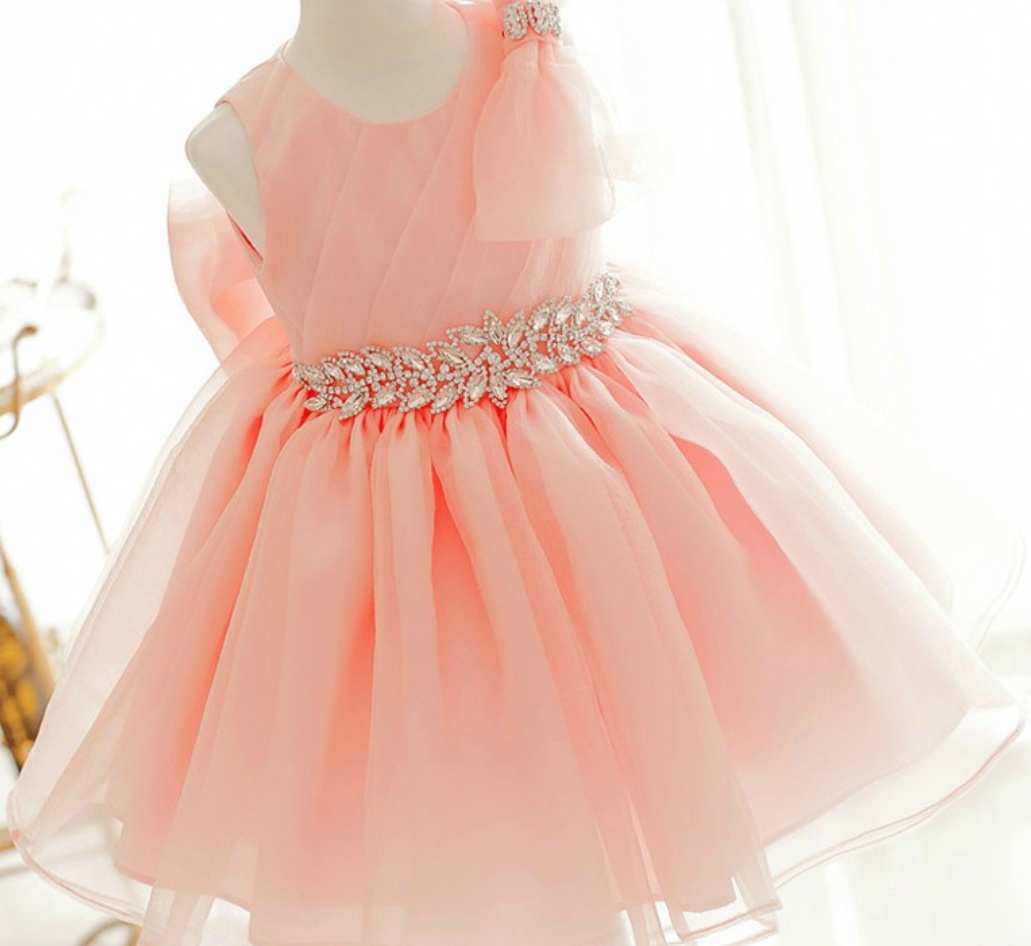 Flower Girl Dress, Orange Birthday Dress, Light Orange Bridesmaid Dress, Orange Girl Dress, Girl Party Dress, Baby Girl Party Dress,