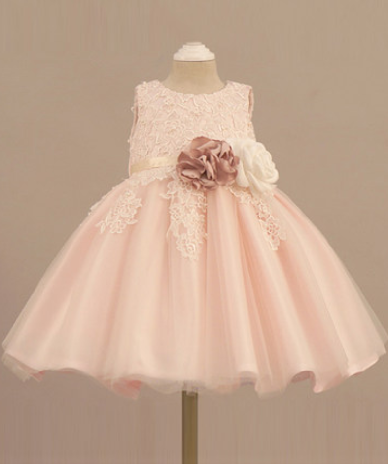 Flower Girl Dress, Light Pink Baby Girl Party Dress, Pink Baby Girl Formal Dress, Bridesmaid Dress, Flower Girl Dresses, Light Pink Floral Dress,
