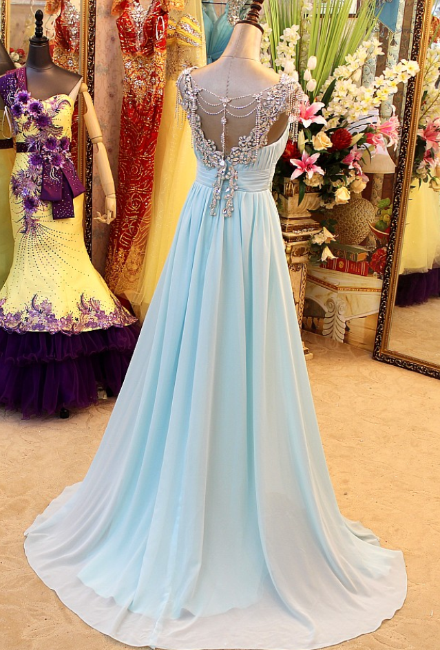 backless blue gown