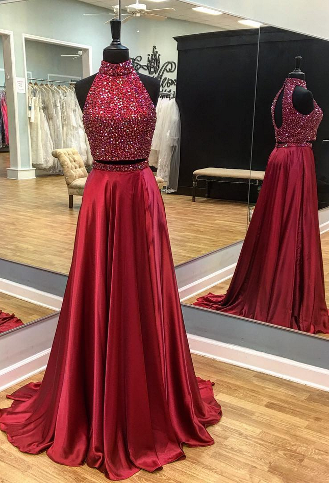 Two Pieces Prom Dresses,real Made Prom Dress,long Prom Dress, Charming Prom Dresses, Long Party Dresses