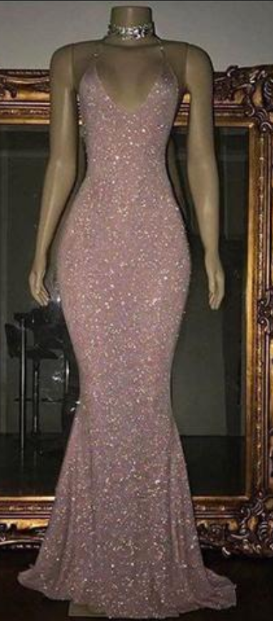 Formal Sparkle Pink Sequin Mermaid Long Prom Dress, Pd1598