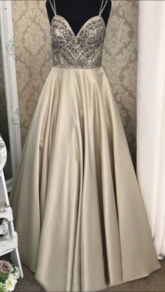 Spaghetti Straps Beaded Long Prom Dresses Formal Dress on Luulla