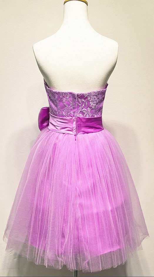 Sweet Purple A-line Short Party Dress Homecoming Dress with Ribbon main image 0
