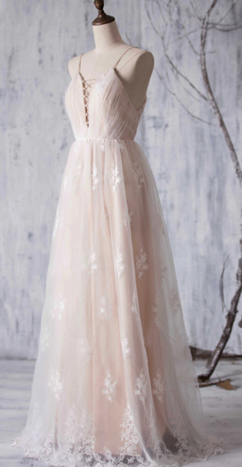 blue dress for baby girl A-line Elegant Vintage Lace Romantic Beach Long Wedding Dresses WD157 –  bridalsew main image 0