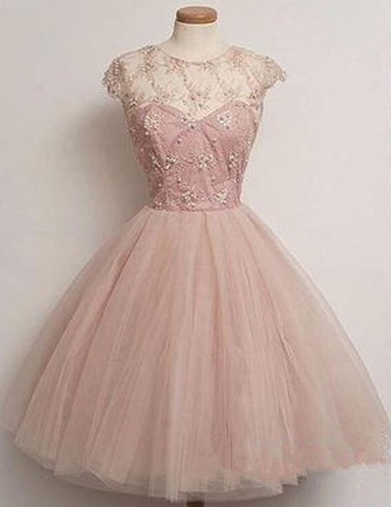 Homecoming Dress, Blush Pink Tulle Prom Dresses, Party Dresses For Girls,prom Dress For Teens,graduation Dress,discount Prom Dress Online