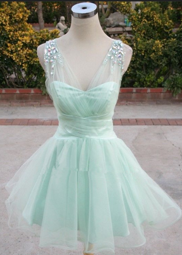 open lace back dress Green Homecoming Dress Sequin Corset Short Prom Dress with Ruffles Suzhoufashion main image 0