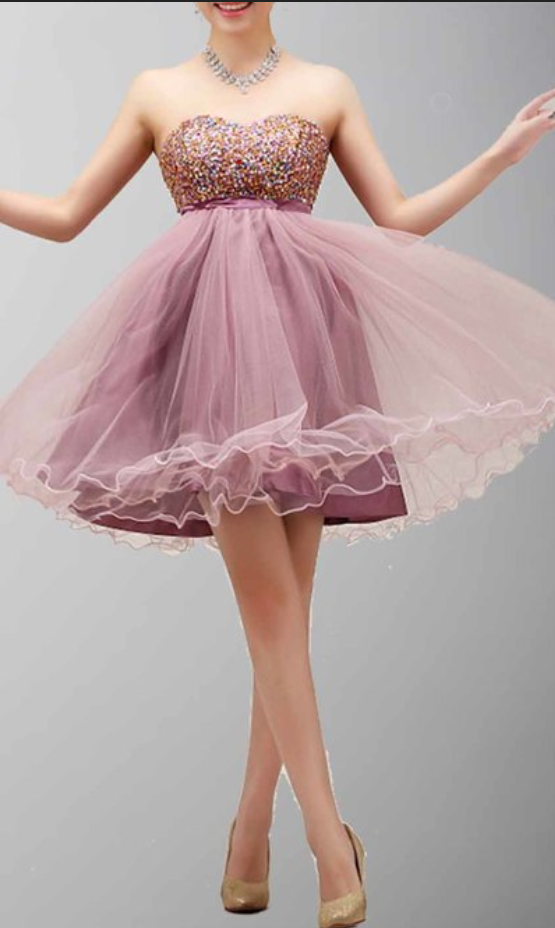dusty pink homecoming dress pink formal dresses short Pink Tulle Sequin Short Prom Dress, Pink  Homecoming Dress US 6 / Pink
