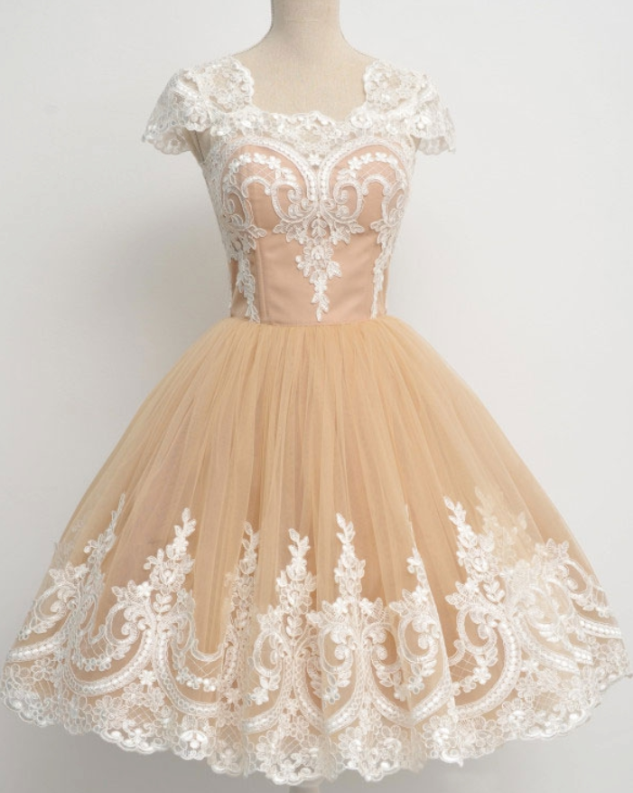 birdy grey mia dress Lavetir Champagne A-Line Square Neck Pleated Short Homecoming Dresses with Bow 2026 main image 0