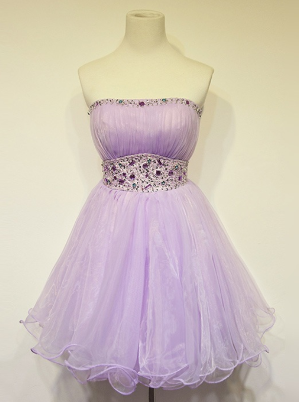 lilac formal dress short Luuvis Women Lilac Short Homecoming Dress Playful and Adorable Sheath Off  the Shoulder Cocktail Dress with Slit main image 1