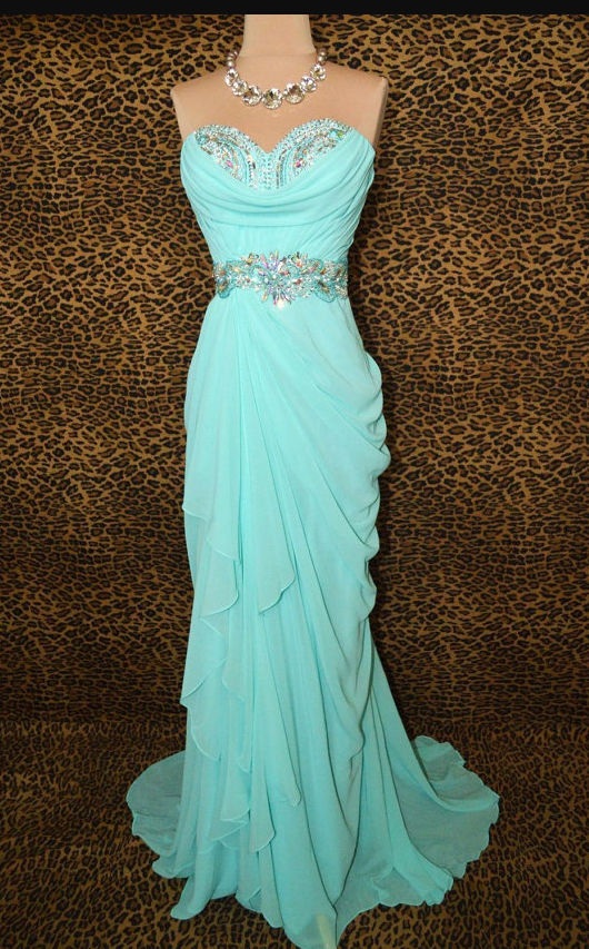 Custom Made Long Strapless Chiffon Prom Dress, Evening Dress, Formal Dress, Pageant Dress
