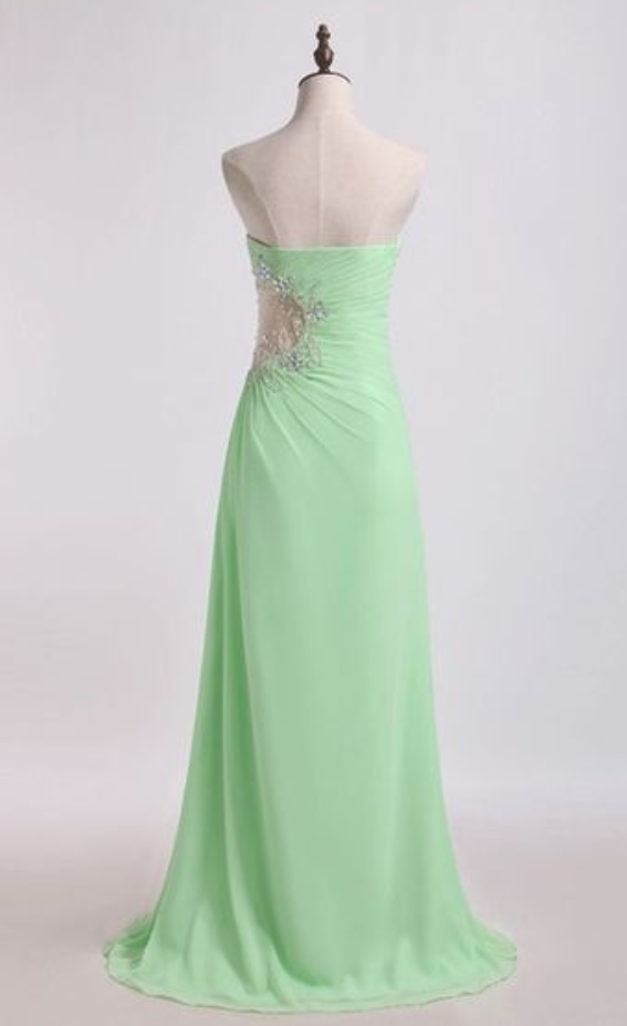Elegant chiffon unlined thin shoulder strap with side zipper Prom Dresses