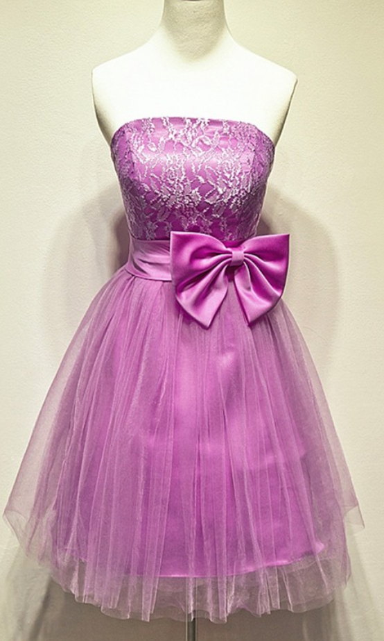 Aline Purple Homecoming Dresses,hollow Sleeveless Tulle Strapless Short Party Dress ,homecoming Dress