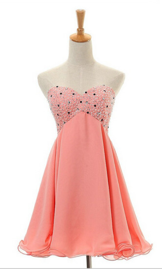 Charming A-line Homecoming Dress, Mini Lace-up Chiffon Homecoming Dress,beading Homecoming Dresses