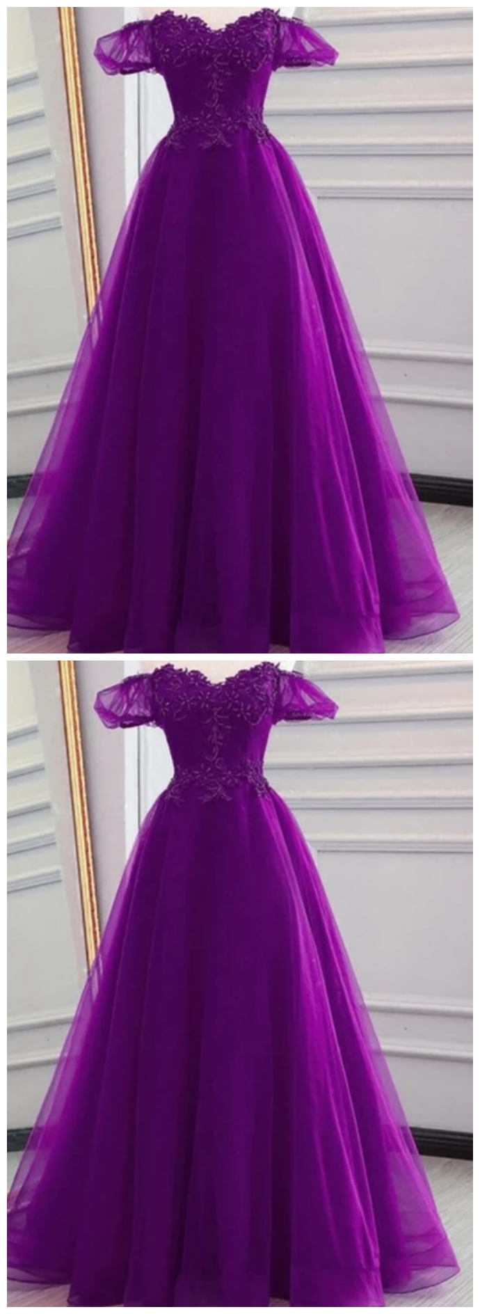 A Line Tulle,off Shoulder , Formal Evening Prom Gowns Dresses,elegant Lace Party Dress