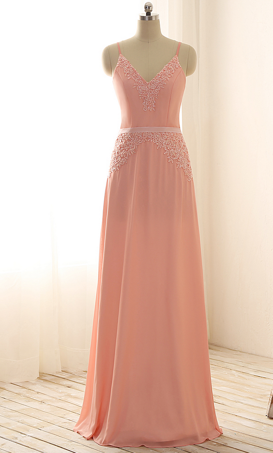Charming Prom Dress,spaghetti Straps Prom Dress,chiffon Evening Dress