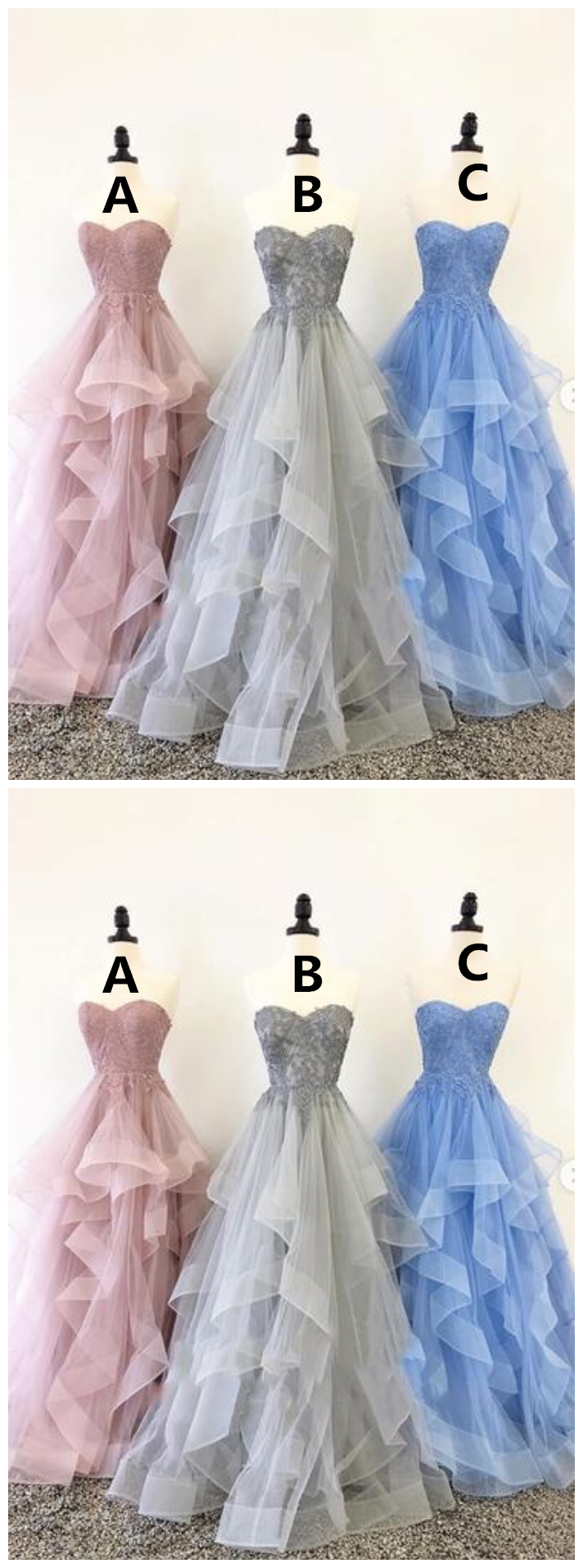 Sweetheart Neck Multi-color Tulle Layered Long Senior Prom Dress, Lace Evening Dress