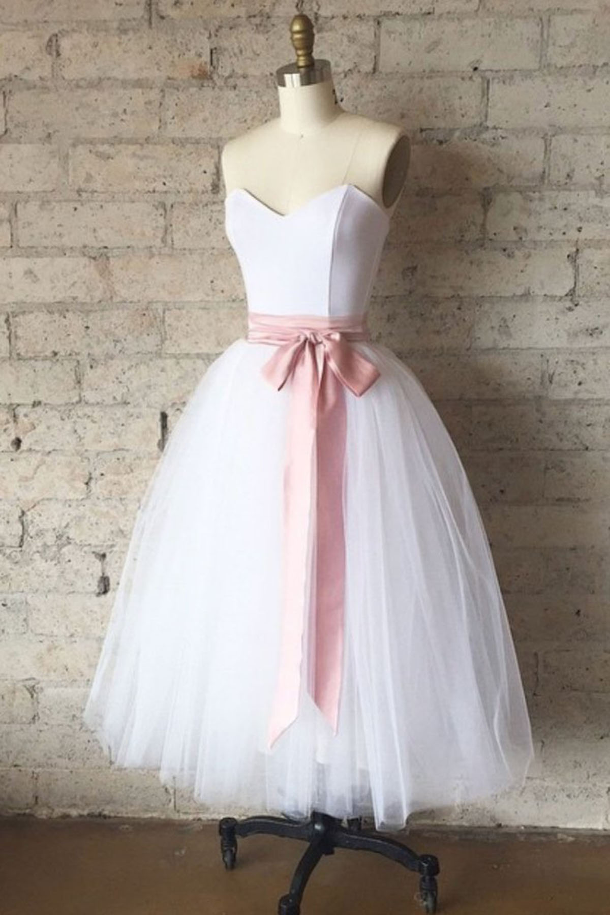 Square Neck White Tulle Short Homecoming Dress With Puff Sleeves Y2375 main image 1