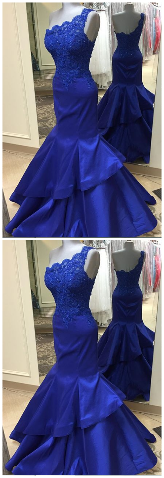 Prom Dresses, Sexy Mermaid Prom Dress, Royal Blue Prom Dresses, Prom Dress With Ruffles, Lace Prom Dresses Long, One Shoulder Prom Dress, Prom