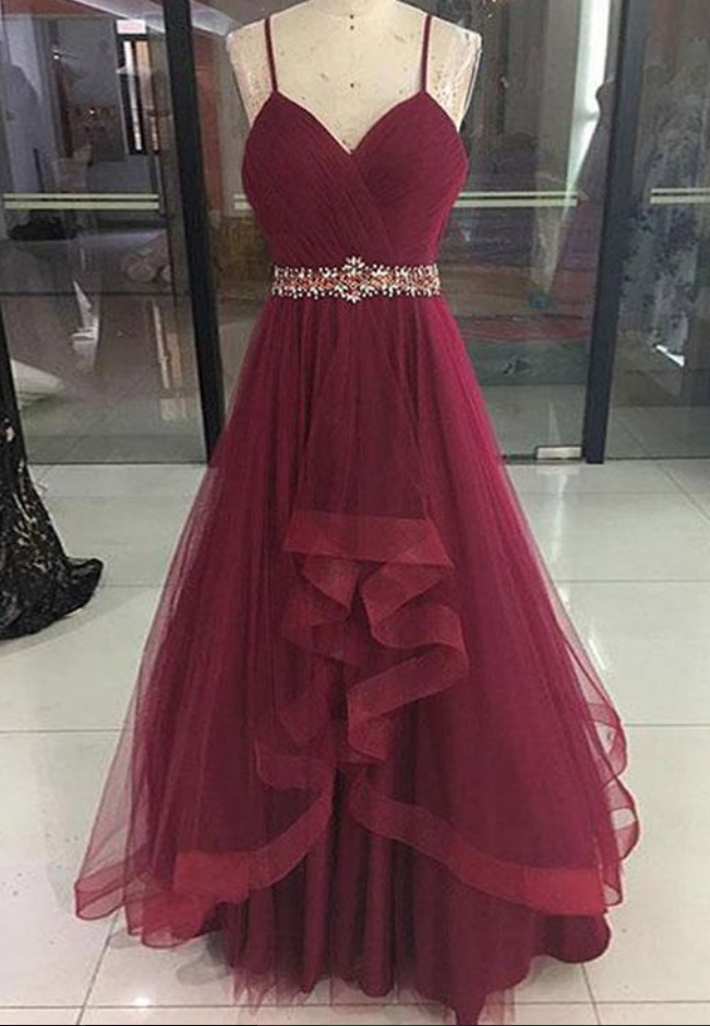 A-line Bridal Dress,v-neck Prom Gowns, Sweep Train Evening Dress,sexy Ball Gowns, Custom Made Charming Prom
