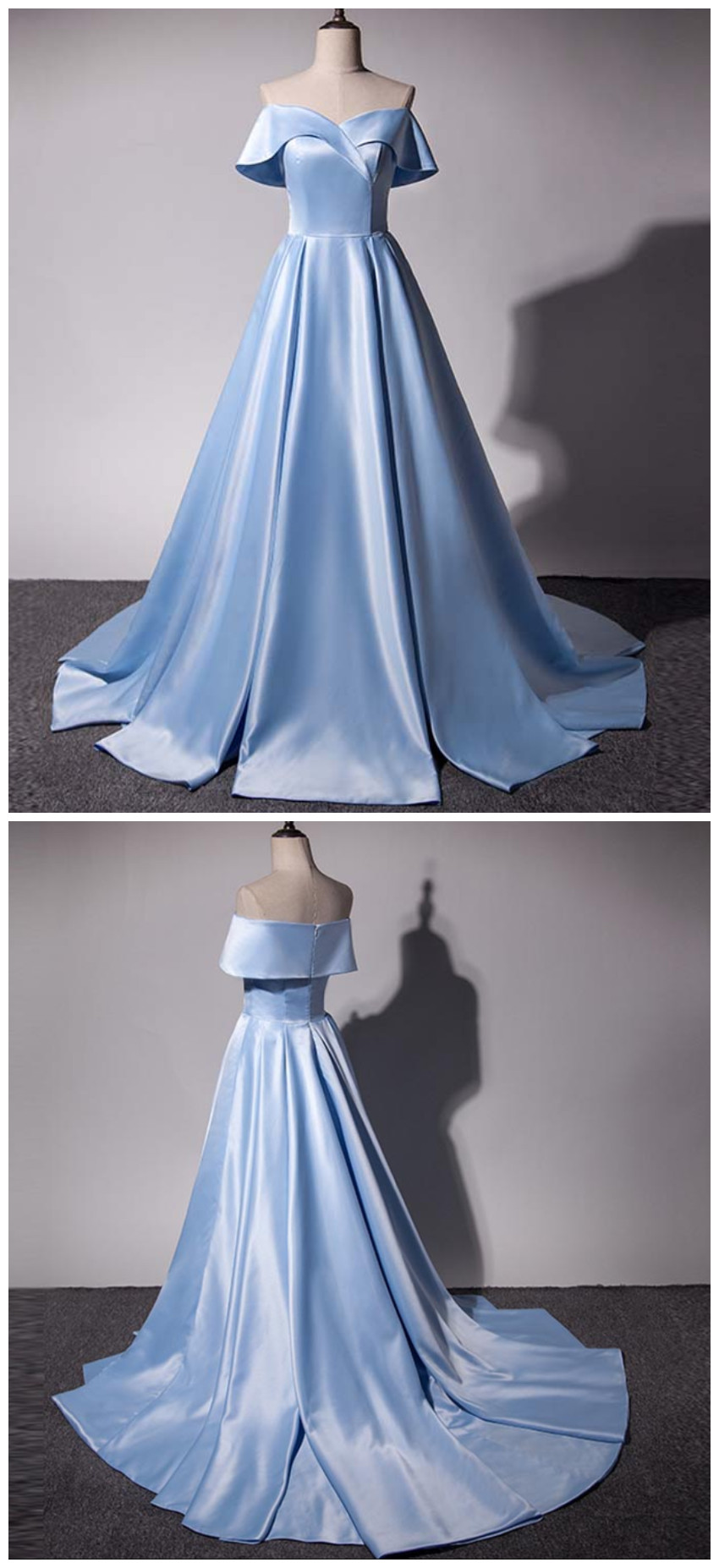 Adore Outfit Sky Blue Long Prom Dresses Off The Shoulder Evening Party Dress