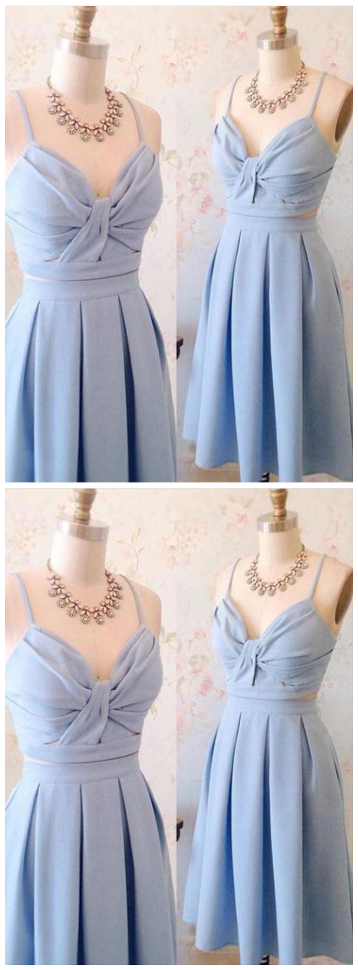 Cute Two Pieces Blue Short Prom Dress, Blue Homecoming Dress