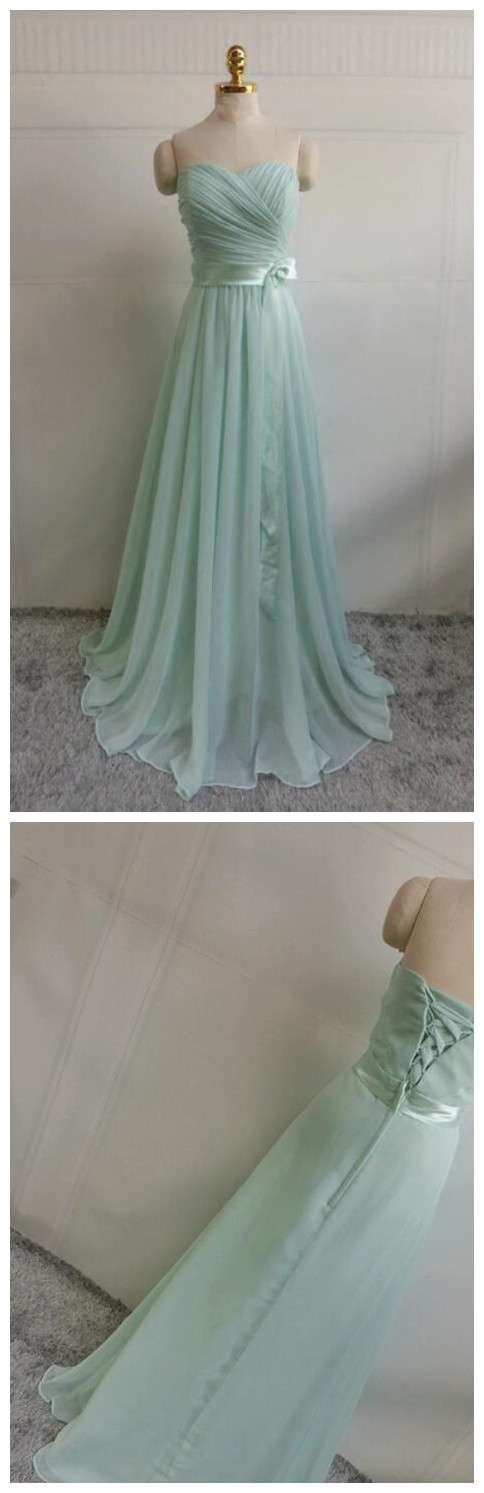 Beautiful Mint Green Chiffon Simple Prom Dress , Beautiful Party Dress