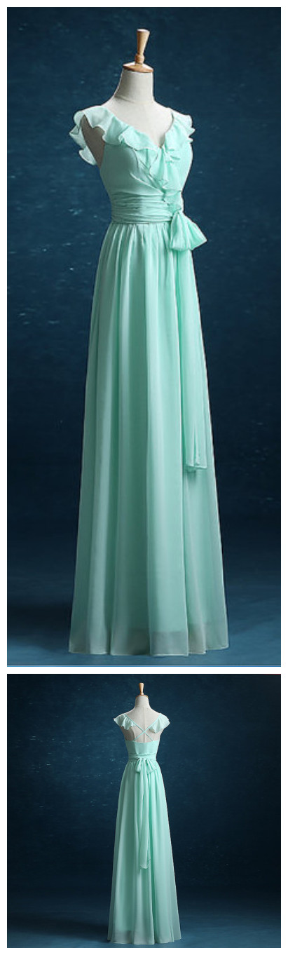 Mint Green Bridesmaid Dress, Chiffon Long Style Bridesmaid Dresses, Party Dress