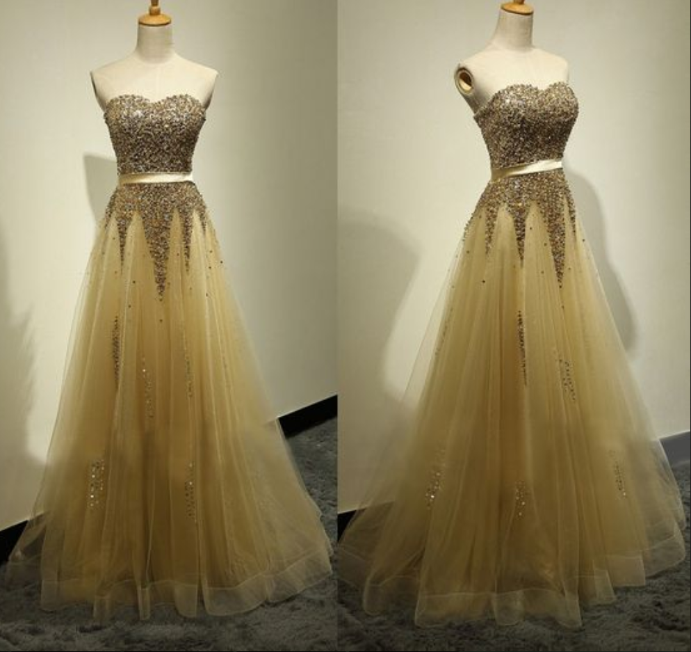 Custom Made Yellow Prom Dress,sexy Sweetheart Evening Dress,beading Party Gown,floor Length Pegeant Dress, High Quality