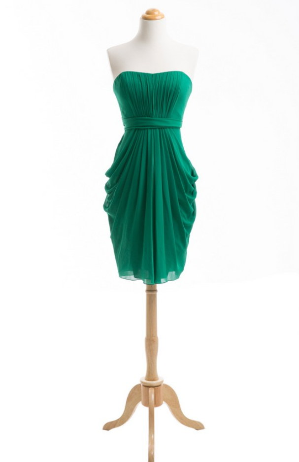 Emerald Green Bridesmaid Dress Knee Length 2018 Maid Of Honor Dresses Strapless Vestido Madrinha Longo