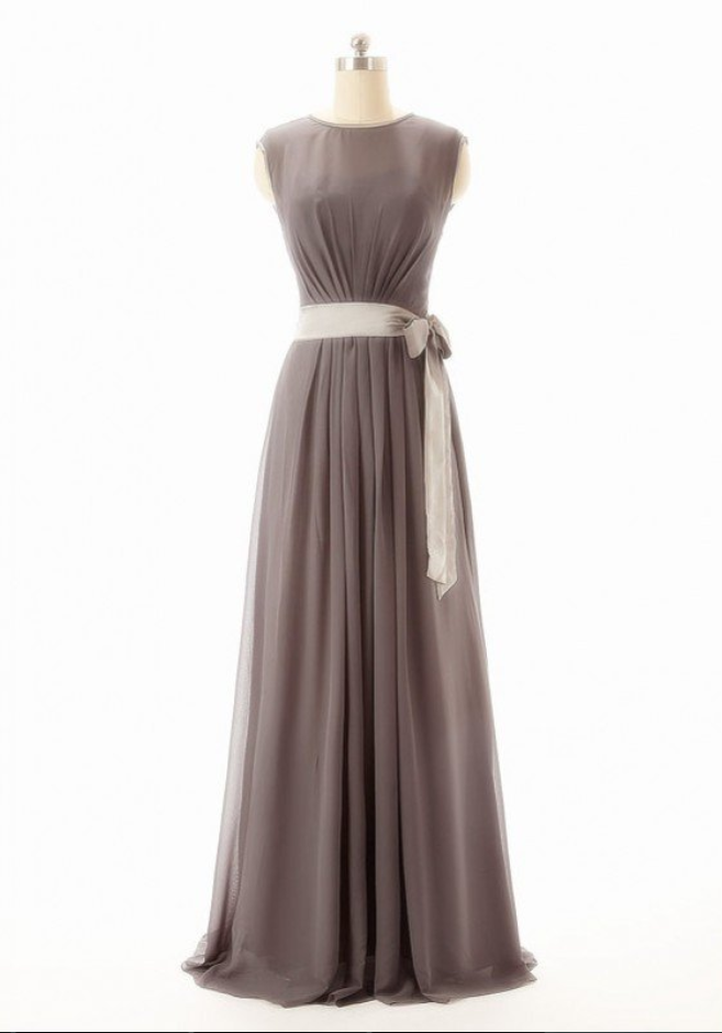 Long Bridesmaid Dress,gray Bridesmaid Dress,long Bridesmaid Dress, Chiffon Prom Dress