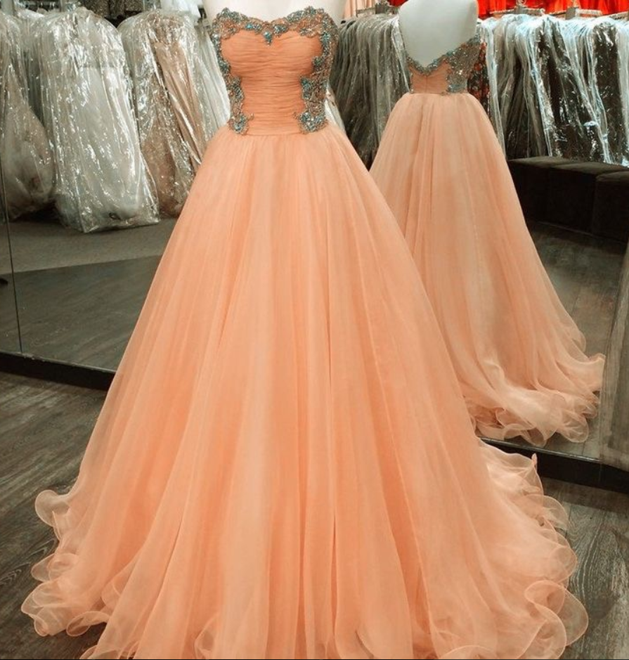 Peach colored hotsell prom dresses