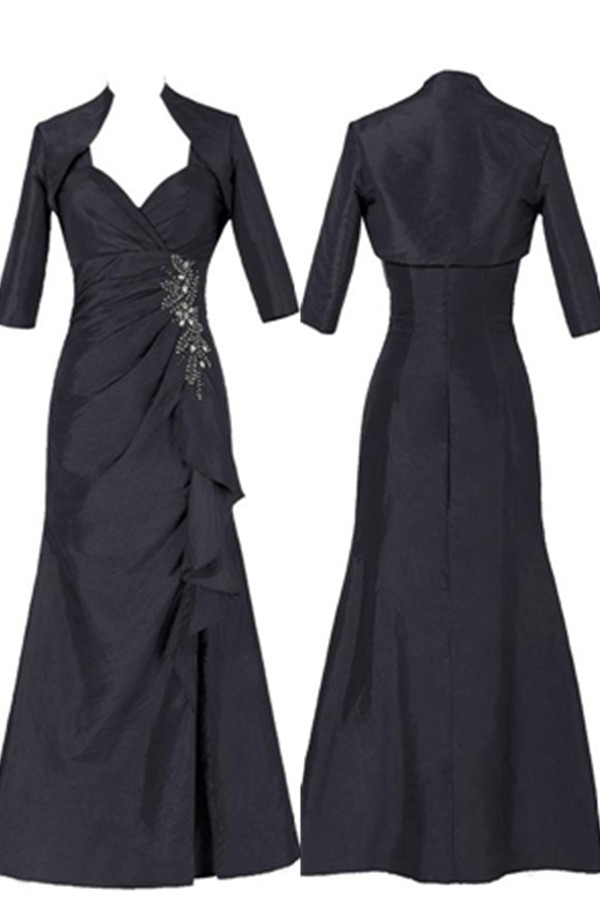 Black Satin Beading Handmade Mermaid Long Prom Dresses,mother Of The Bridal Dresses,simple High Quality Modest Prom Dress,prom Gowns