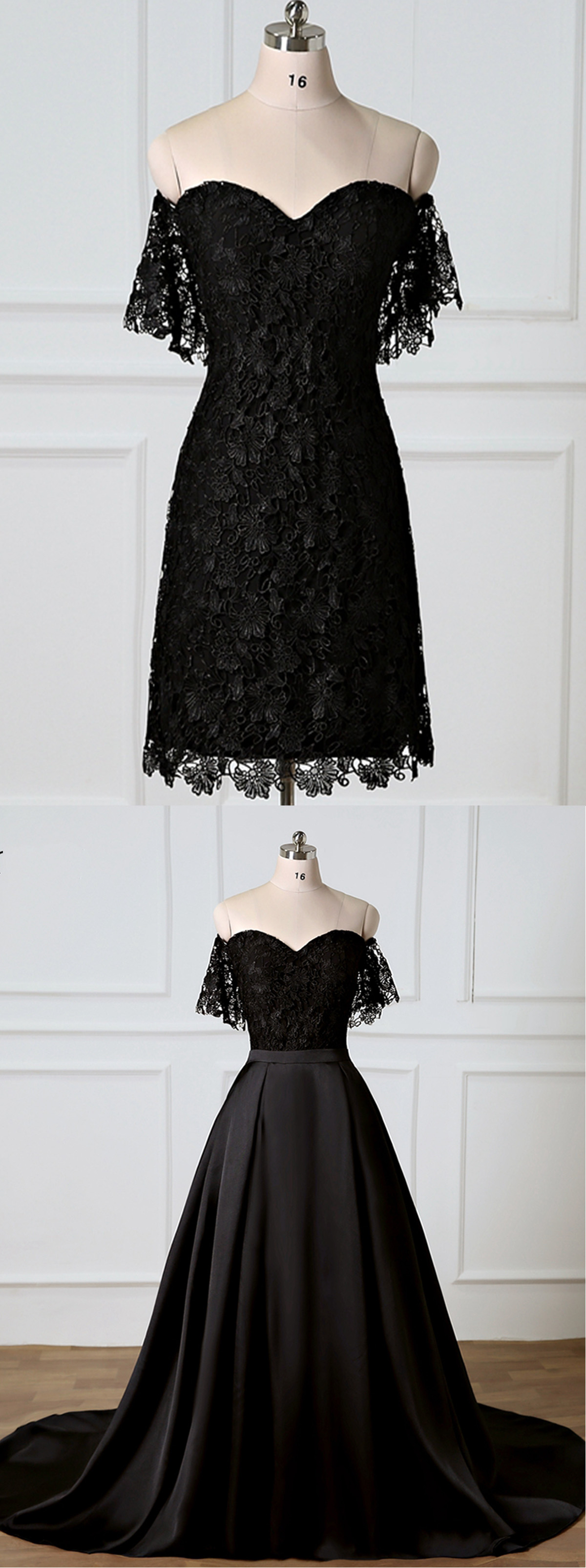 Off the Shoulder Sweetheart Prom Dress Black