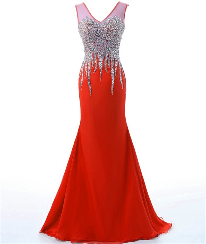 Luxury Dress Evening Vestidos De Noche Rhinestone Evening Gown Elegant Backless Mermaid Prom Dresses