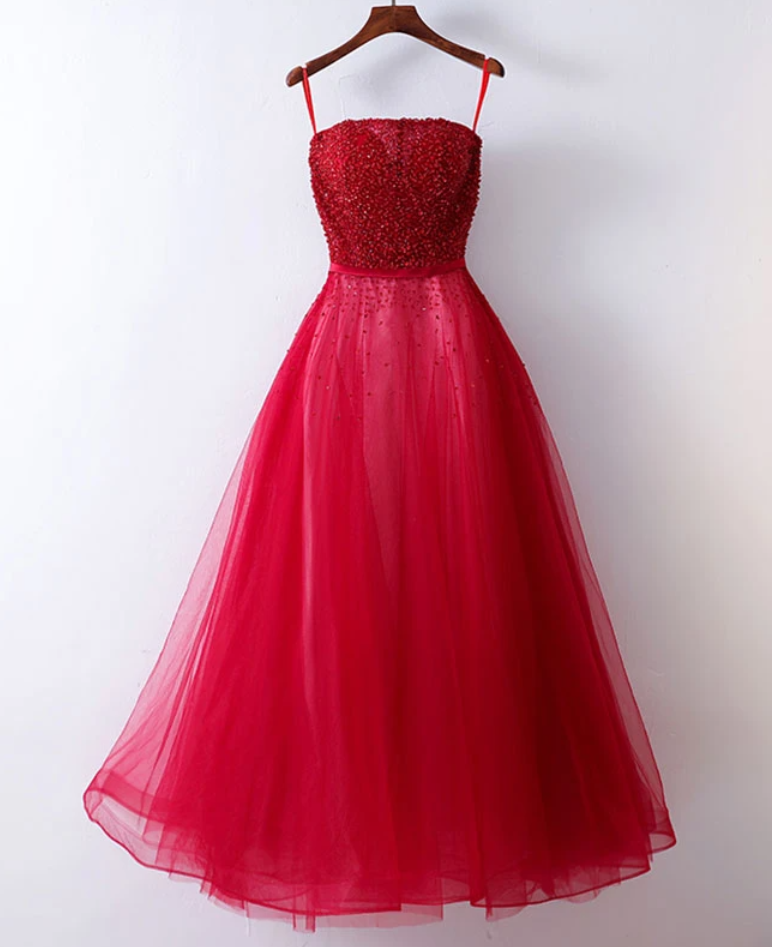Strapless Tulle Long Prom Dress, Evening Dress