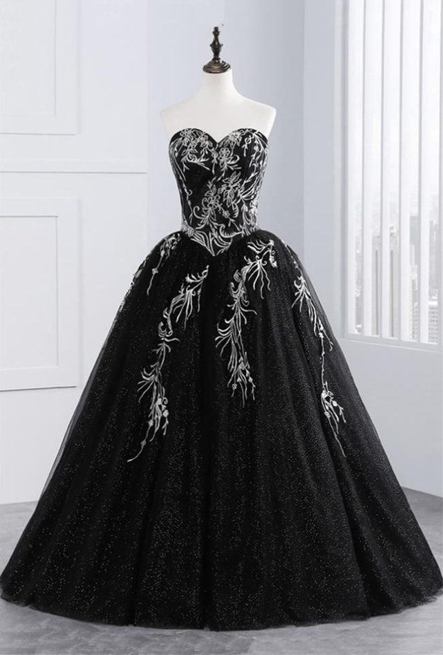 Ball Gown Strapless Appliques Sequin Prom Dresses Evening Quinceanera Dress