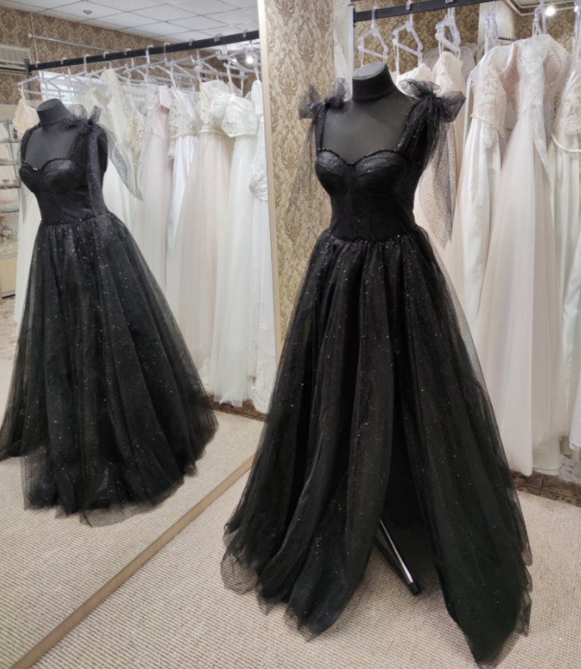 Black Tulle Dress, Sleeveless Evening Dress, Black Evening Gown, Black Party Dress, Wedding Guest Dress, Corset Dress